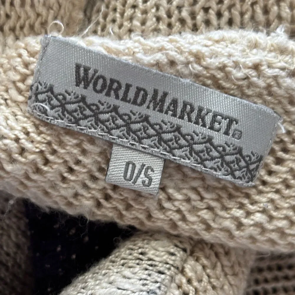 World Market Women Open Cardigan Sweater Boho Western Tassels Knitted OS G322